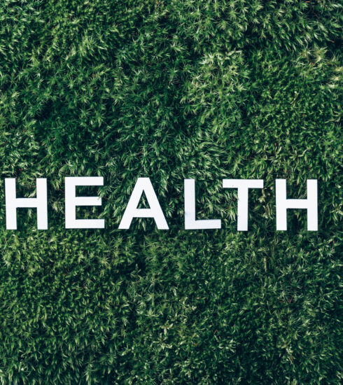 Word Health on moss, green grass background. Mental Health concept